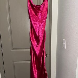 Silky Hot Pink Maxi Dress